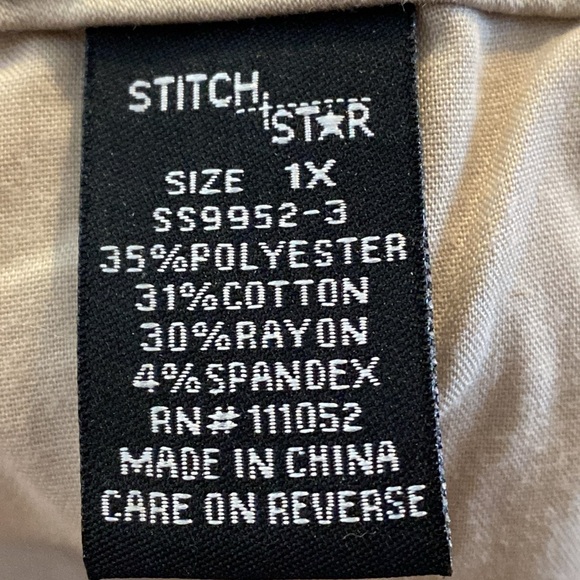 Stitchstar Pull On Capri Tan Pockets Size 1X - Picture 9 of 13